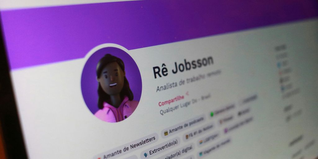 Uma tela de computador com o perfil de uma mulher
