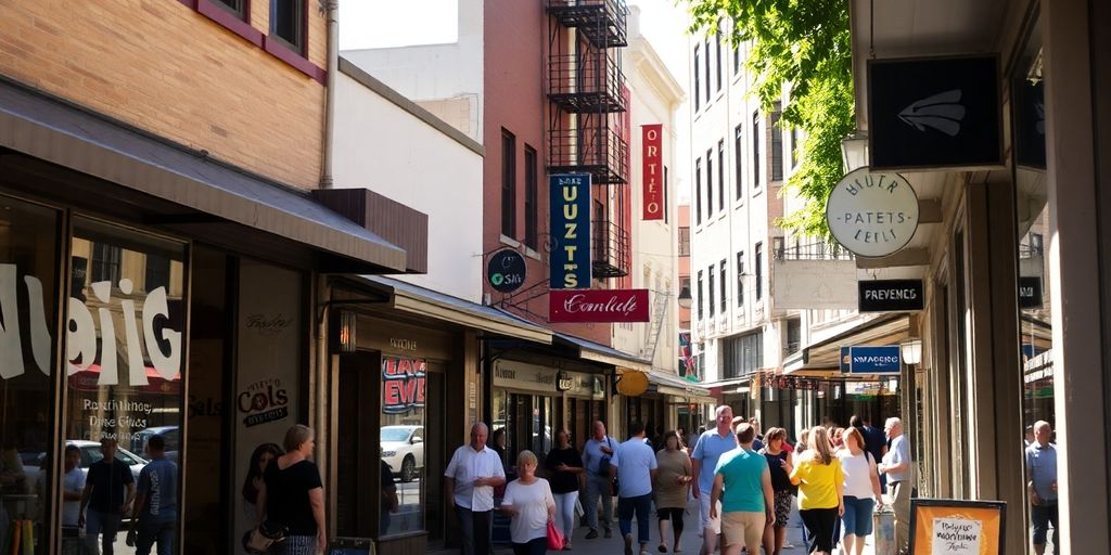 People visiting local businesses.