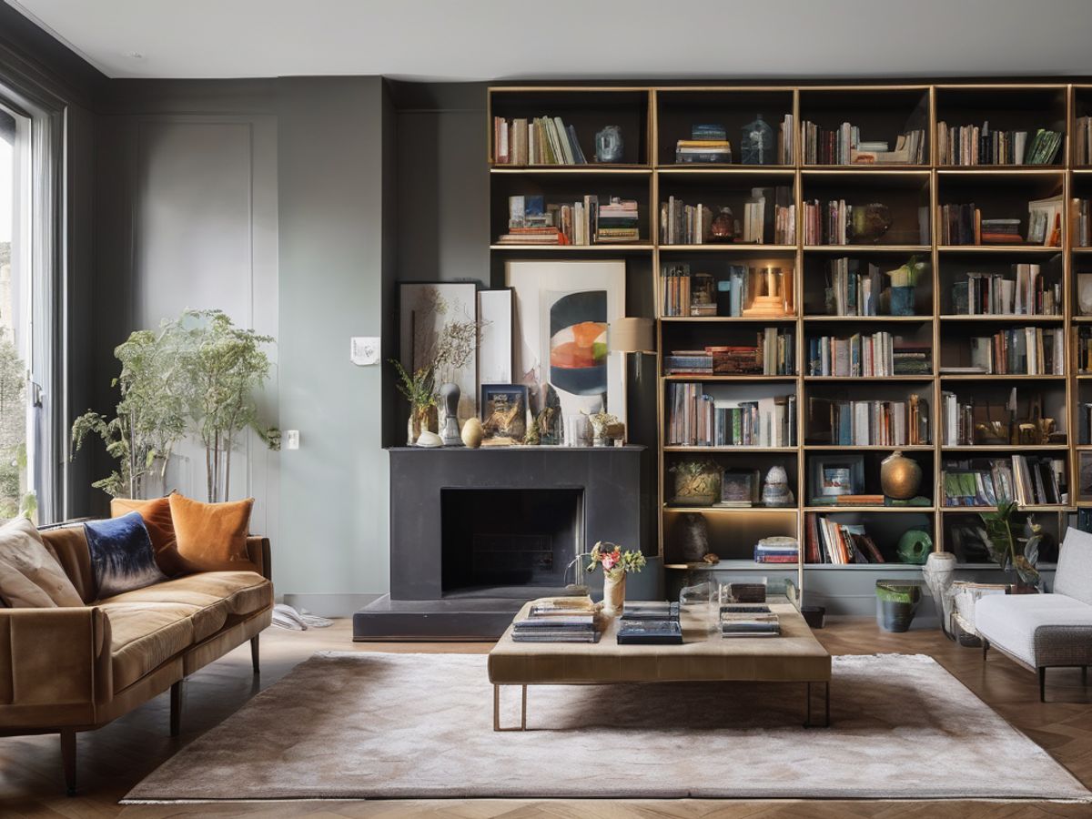 stylish bookcase in home library