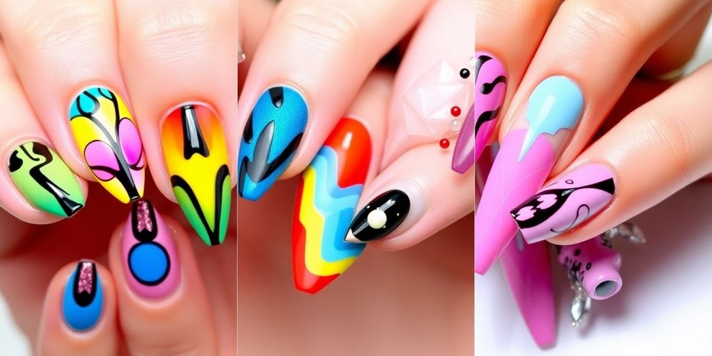 Diseños de uñas modernos y coloridos para 2024.