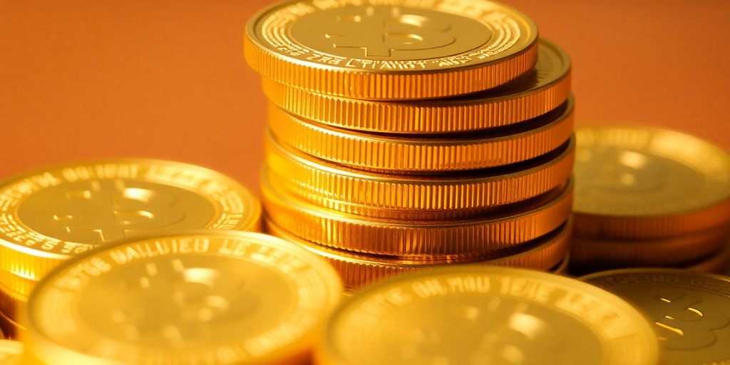 Pièces d'or empilées
