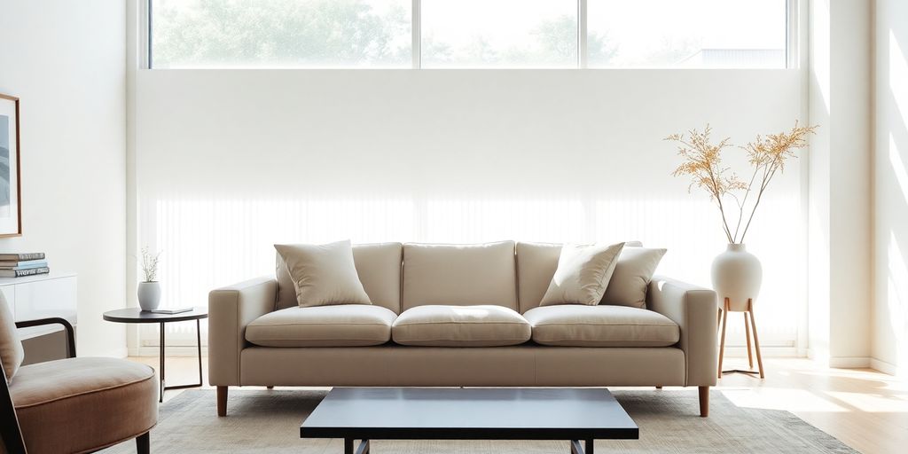 Sleek living room with modern Interior Define sofa.