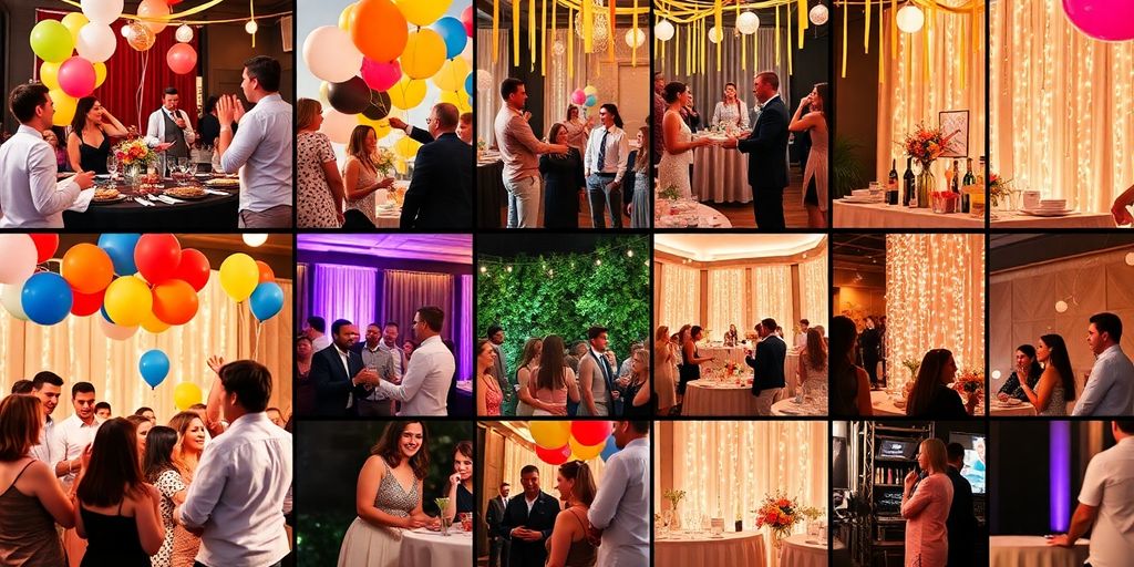 Dallas party vendors celebrating with colorful decorations.
