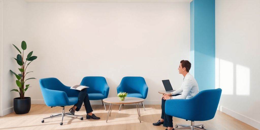 Professionelles Büro mit Interaktion zwischen Recruiter und Kandidat.