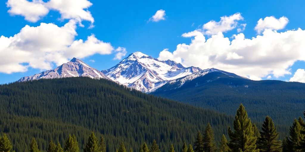 Flagstaff's San Francisco Peaks under clear blue sky.
