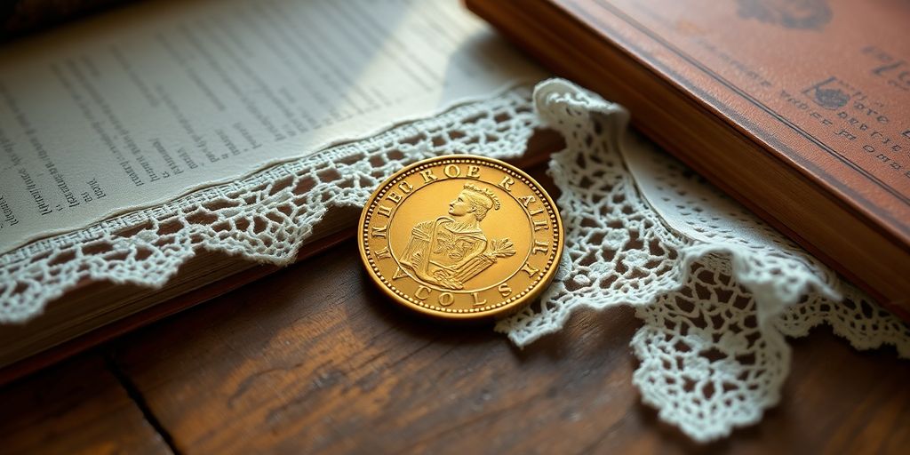 Pièce de Napoléon en or sur une table ancienne.
