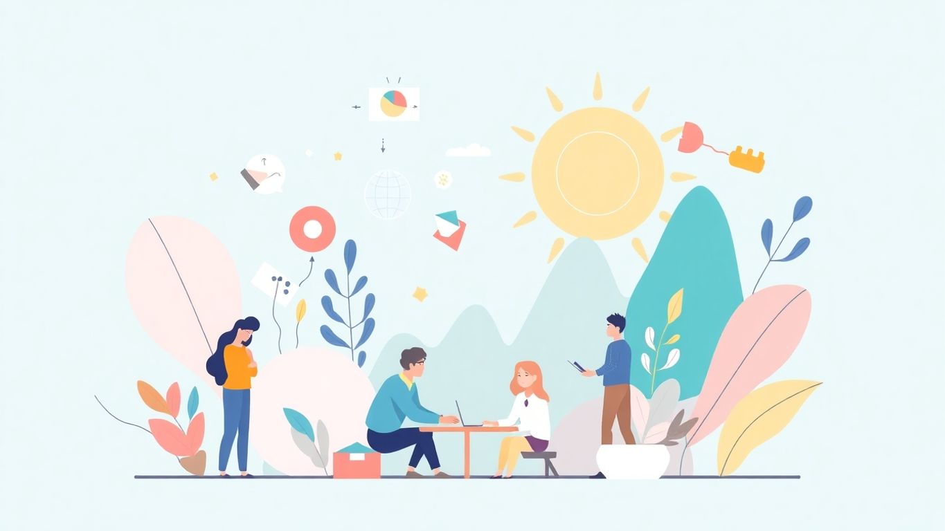 Moderne illustrasjon av vekstbedrifter og samarbeid.