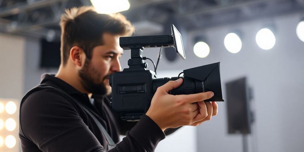 Man filming a marketing video.