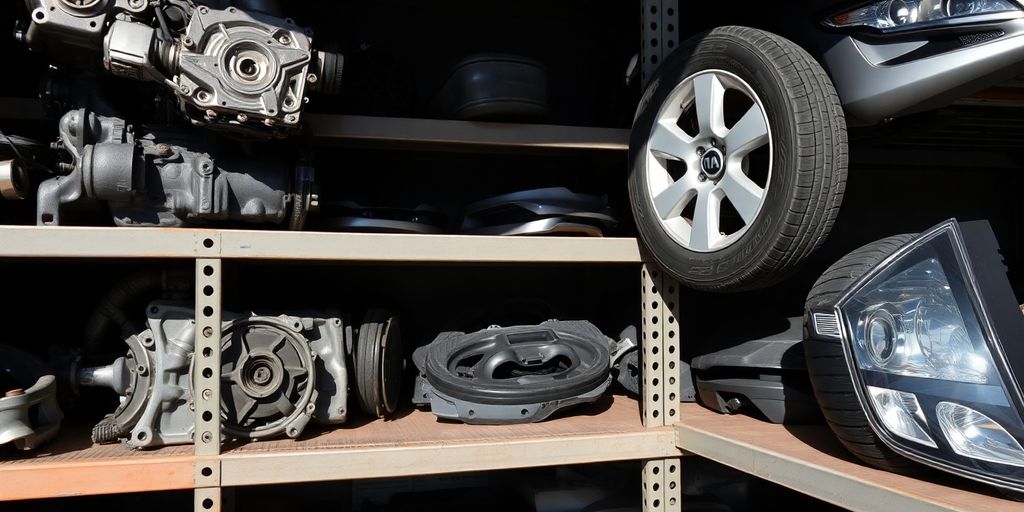 Used Kia parts in a tidy Brisbane wrecking yard.