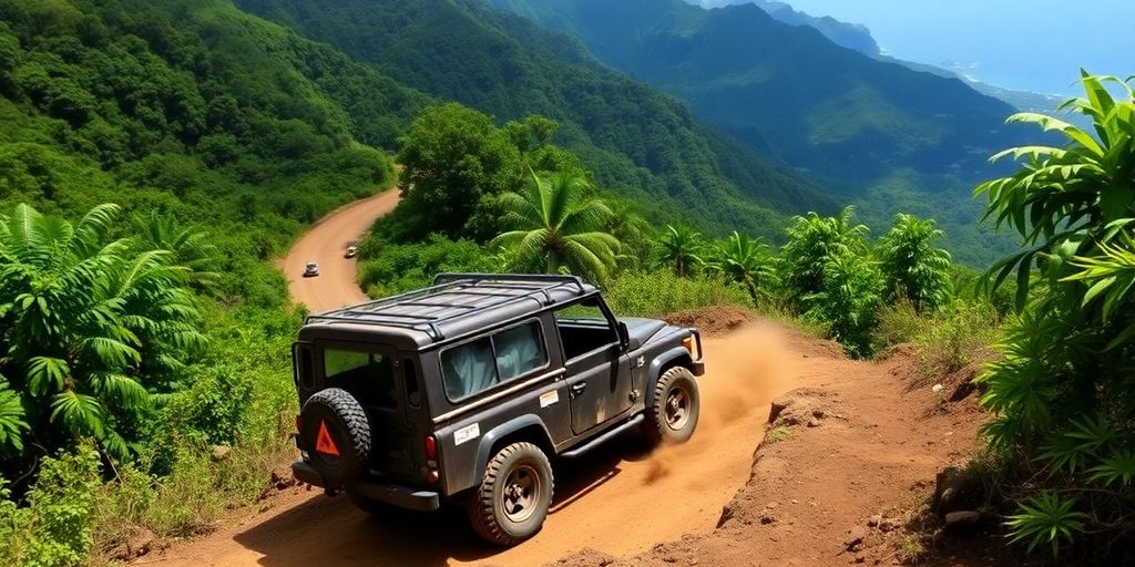 Raiatea montagne sentier 4x4 véhicule tout-terrain