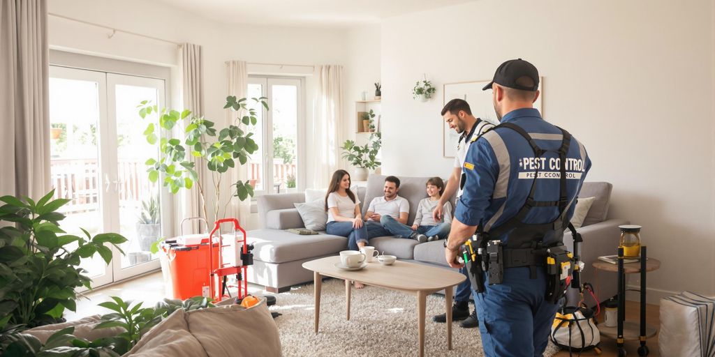 Tehnician de dezinsecție în casa fără ploșnițe.