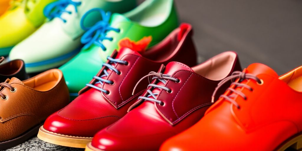 Men wearing colorful, stylish shoes.