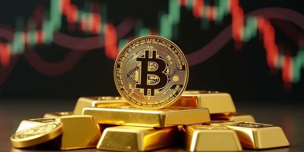 Pièce d'or et barres d'or brillantes.