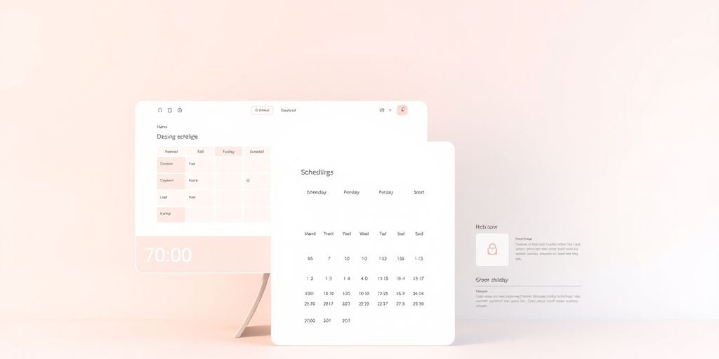 Minimalist pastel scheduling page design with elegant layout.