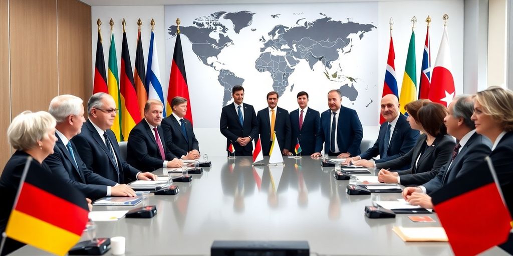 Germany's diplomatic meeting with international officials.