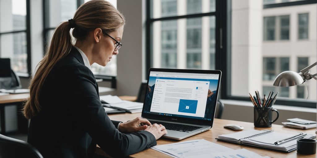 Lawyer using MS Outlook in office