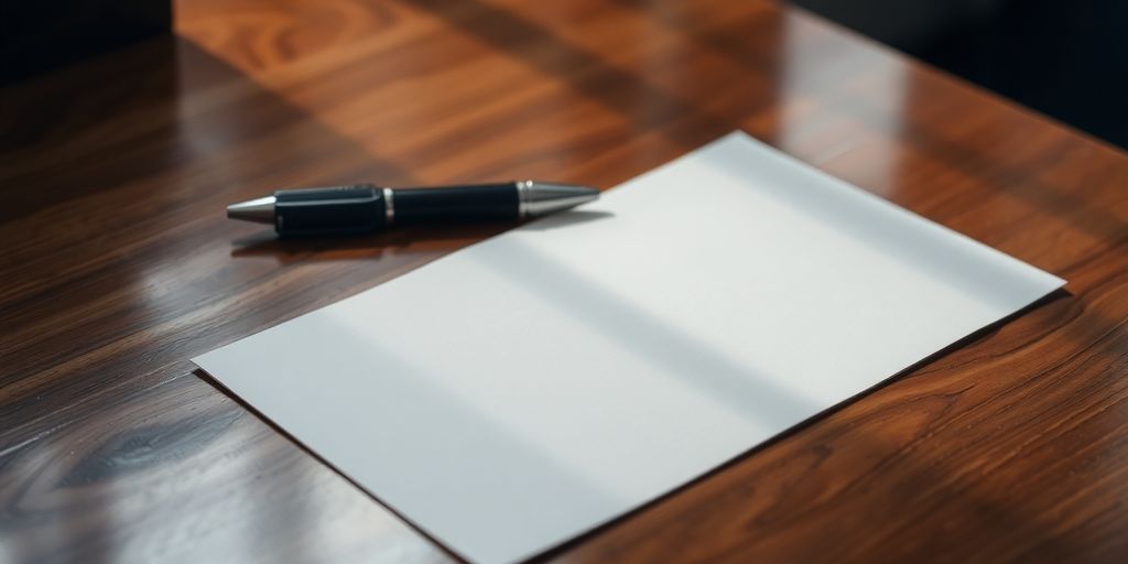 Work desk with a resignation letter on it.