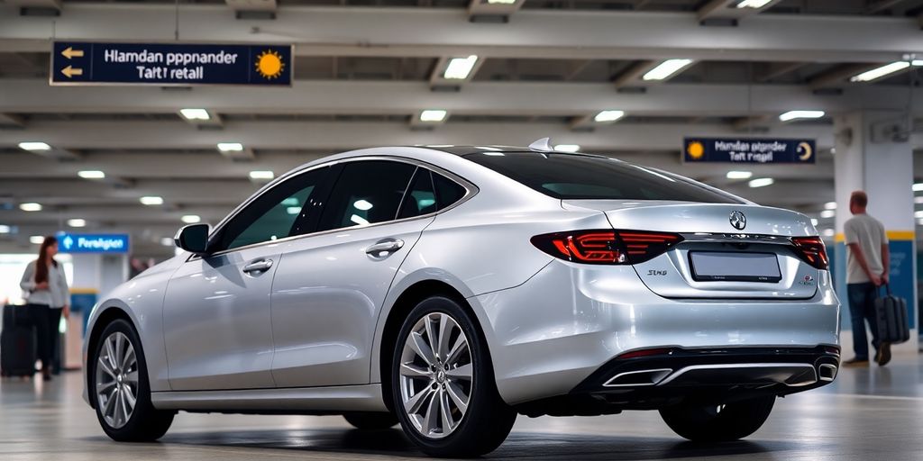 Voiture de location garée à l'aéroport d'Orly.