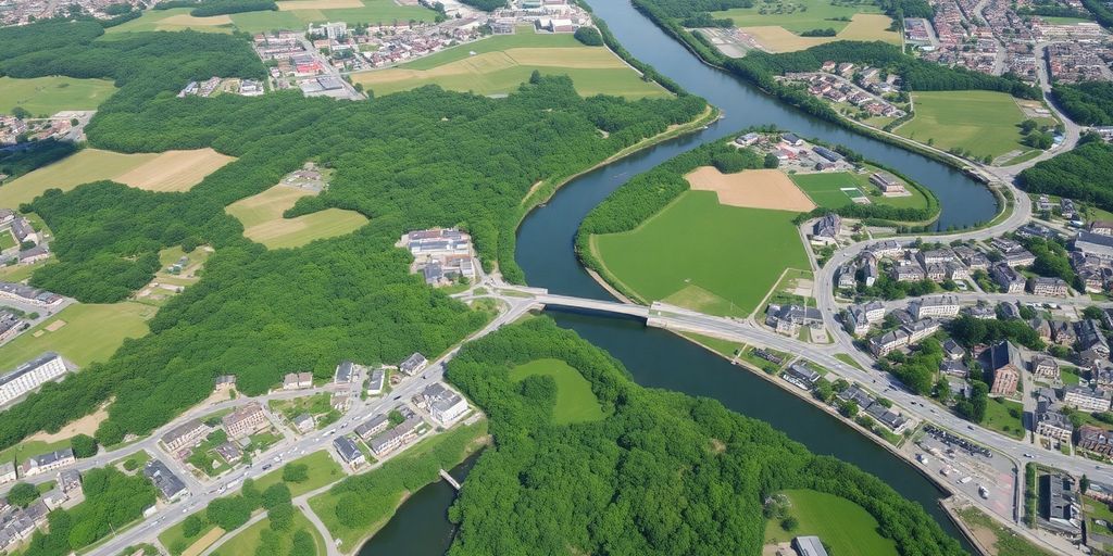Vue aérienne de la région de Nancy avec des paysages.
