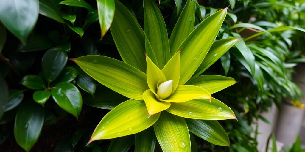 Bromelia (Vriesea gigantea) para Muros Verdes en Áreas Sombreadas Bromelia Vriesea gigantea en un muro verde sombreado