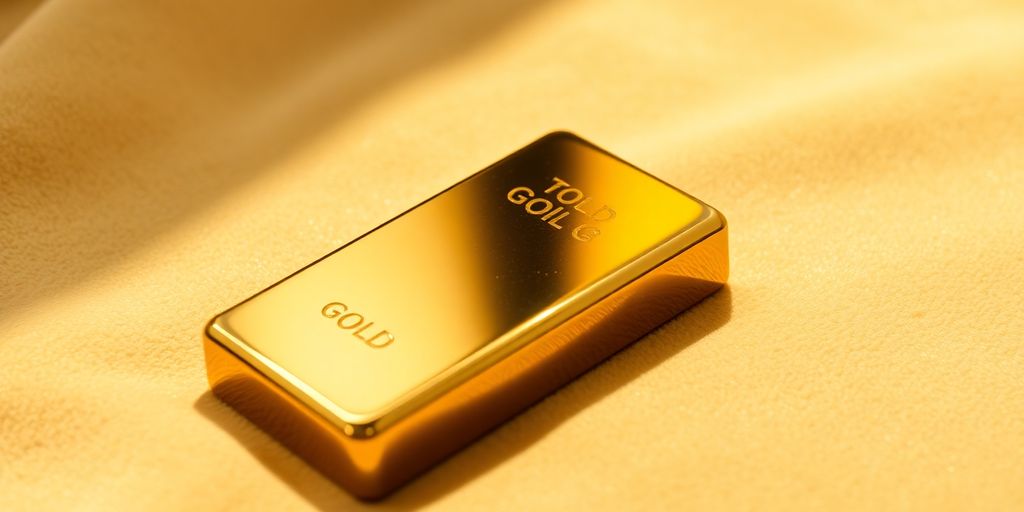 Lingot d'or sur un tissu en velours.