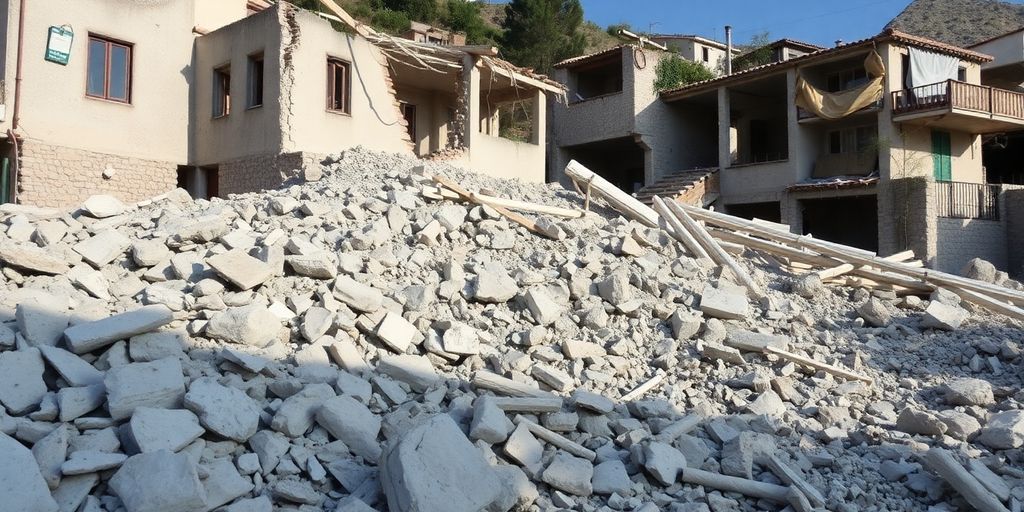 Bâtiments endommagés suite à un séisme en Turquie.