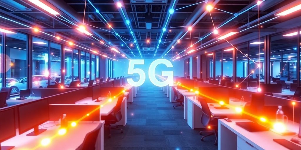 5G technology transforming business operations with connected devices.