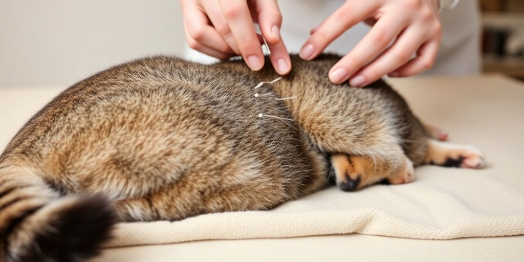 Pet receives acupuncture treatment