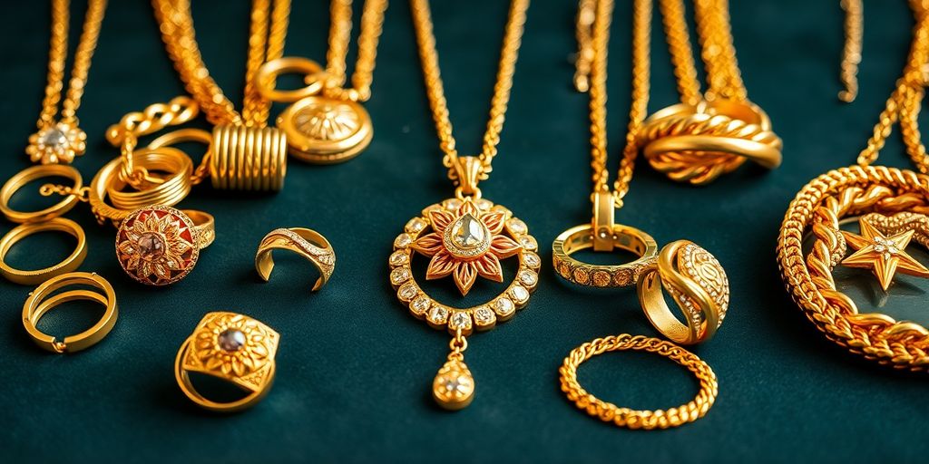 Bijoux en or brillants sur fond en velours.