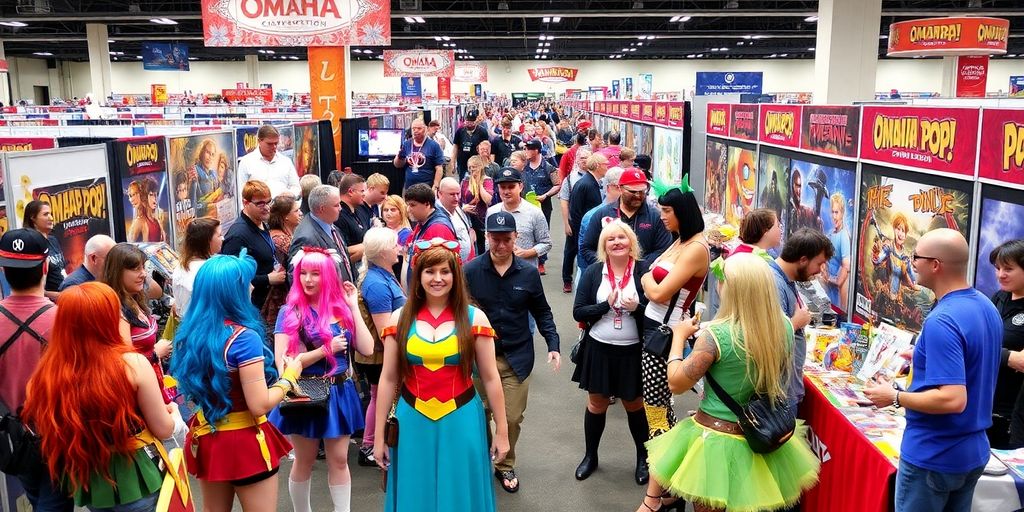Omaha Pop! Convention with colorful cosplay and enthusiastic fans.