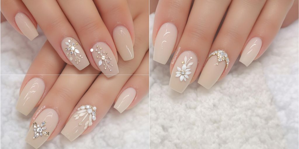 Unhas decoradas bege elegantes para qualquer ocasião.