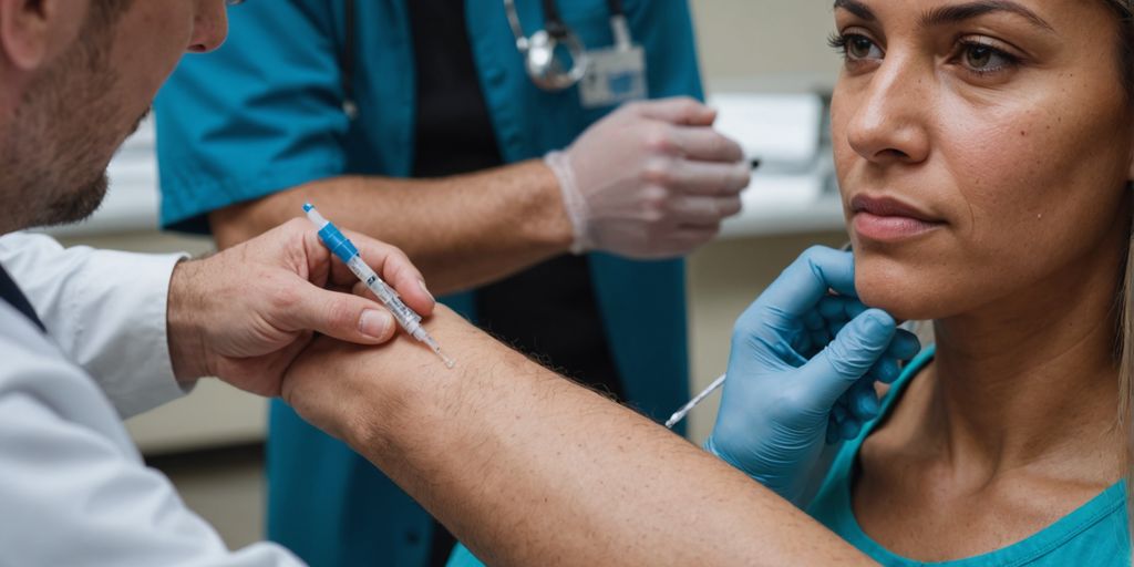 Healthcare professional giving a vaccine shot