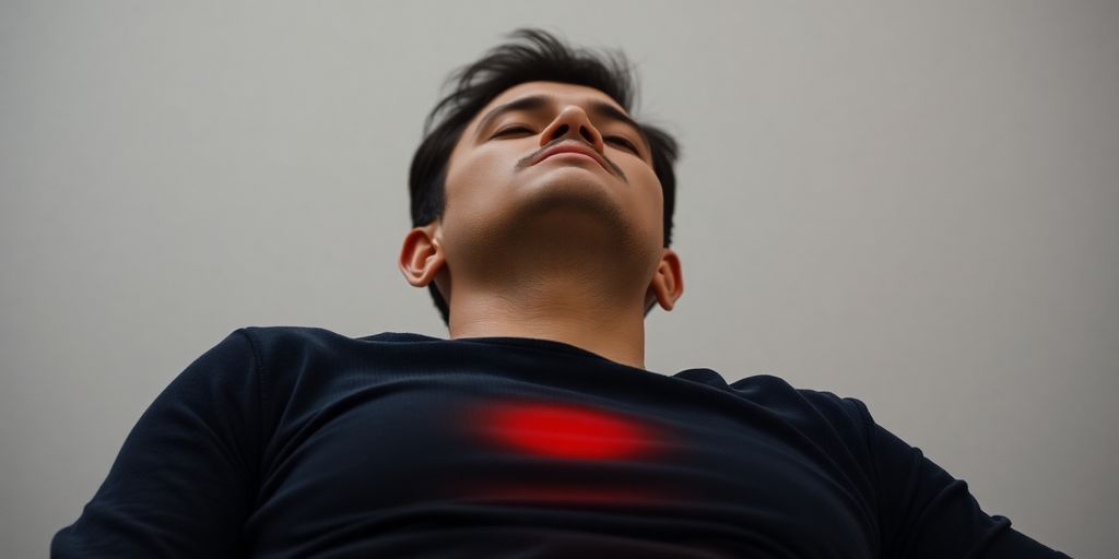Person feeling tired with a subtle glow around their body.