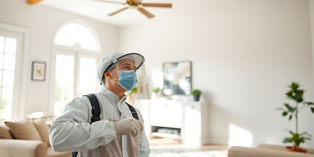 Professional inspecting a mold-free residential area.