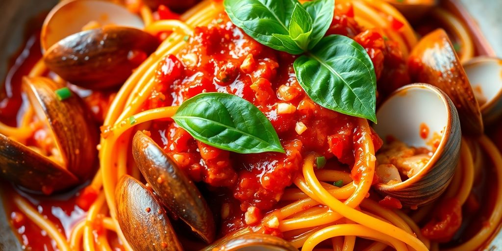 สปาเก็ตตี้ผัดหอยลายน้ำพริกเผา ฟิวชั่นรสจัดจ้าน