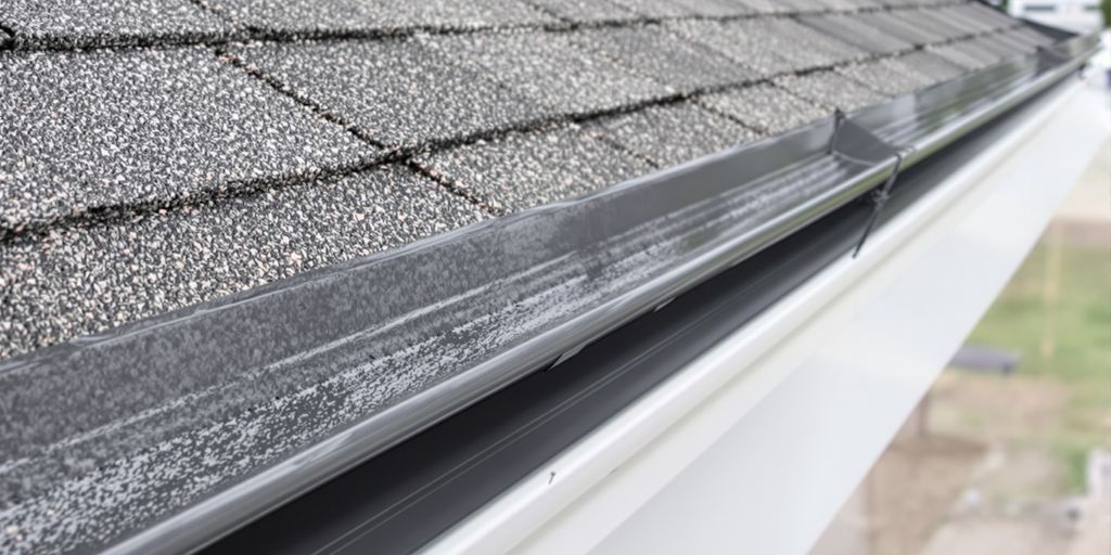 New gutters installed on a house, ready for rain.