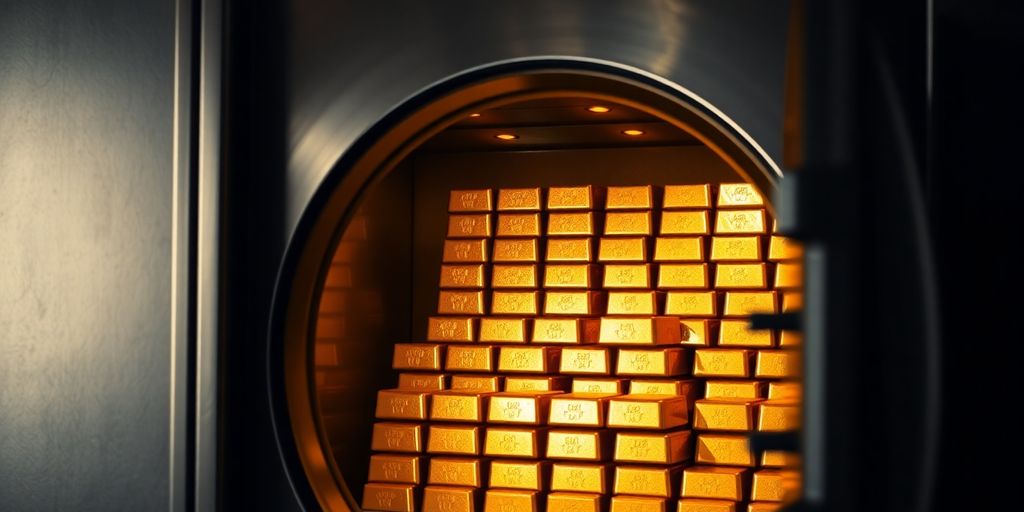 Coffre-fort avec des barres d'or brillantes à l'intérieur.