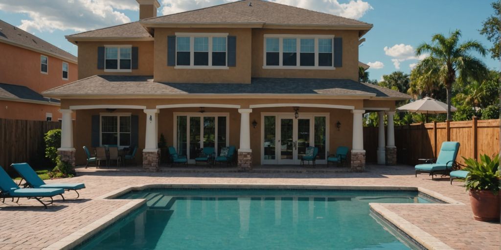 Orlando vacation property with pool and palm trees