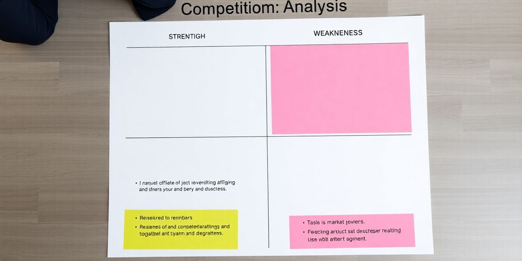Competition analysis matrix with highlighted strengths and weaknesses.