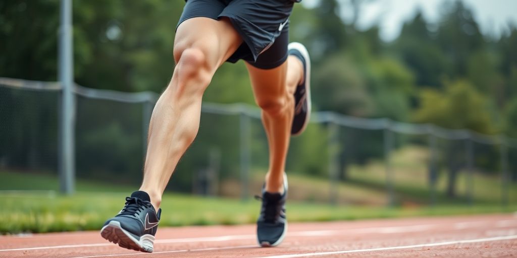 Runner sprinting on track, motion blur