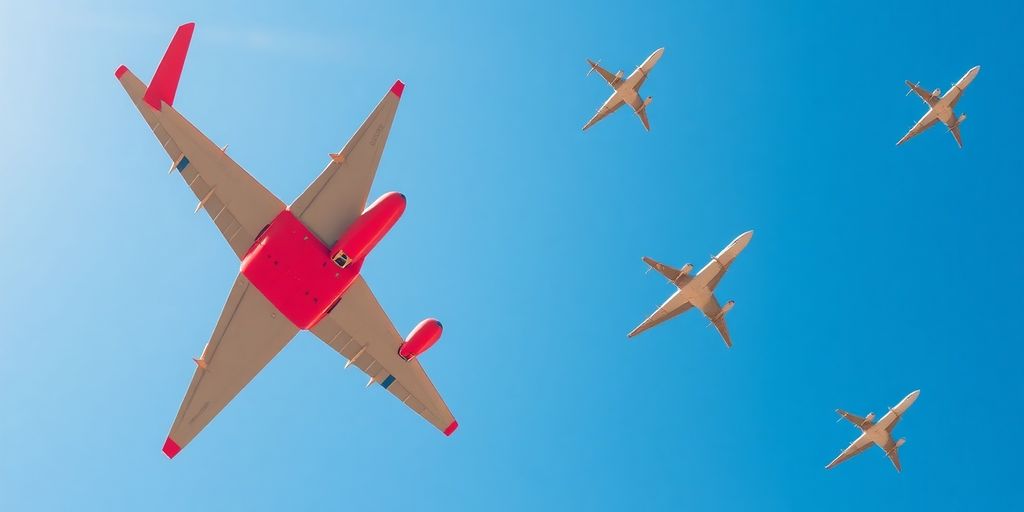 Aviões no céu, conceito de viagem.