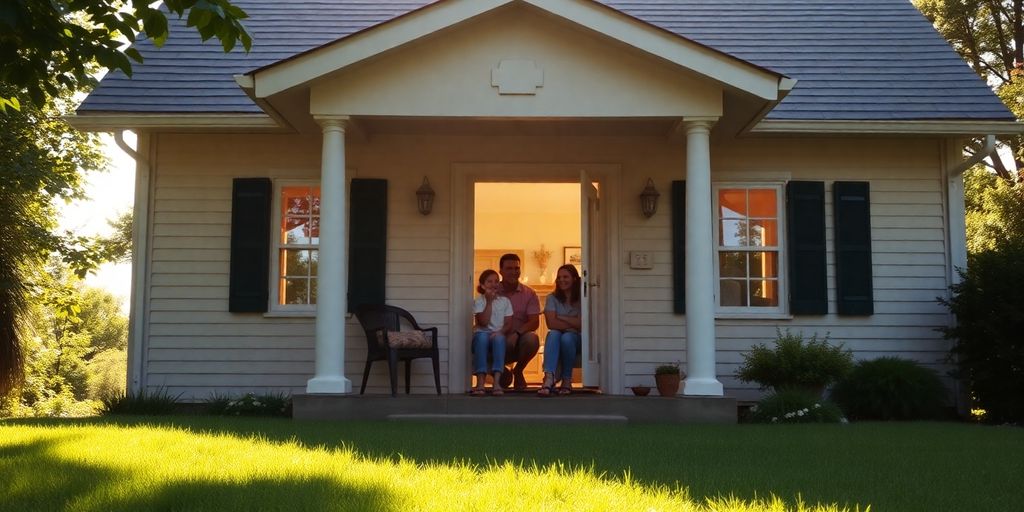 Casa segura con familia feliz dentro.