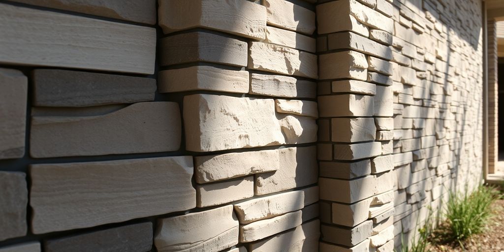 Stone panels transforming a home's exterior wall.