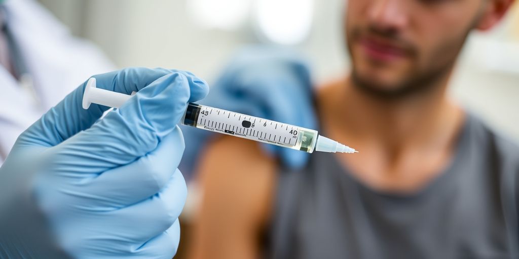 Healthcare professional with vaccine syringe