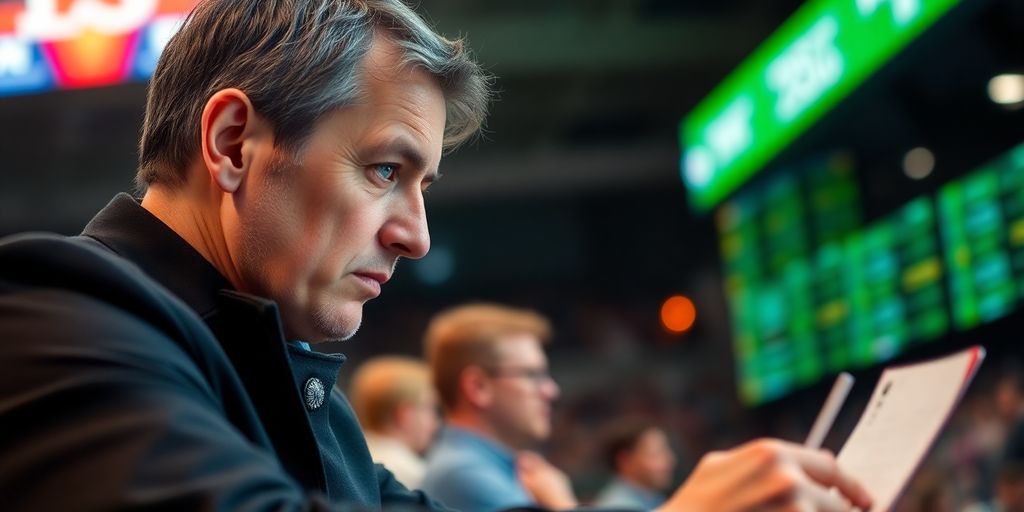 Man carefully placing a bet with focus