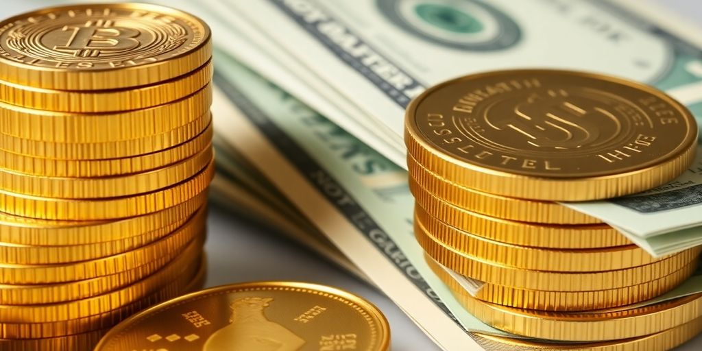 Pièces d'or et billets de dollar