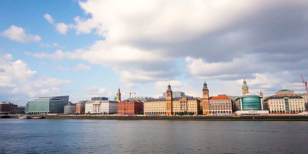 Liverpool cityscape with River Mersey.