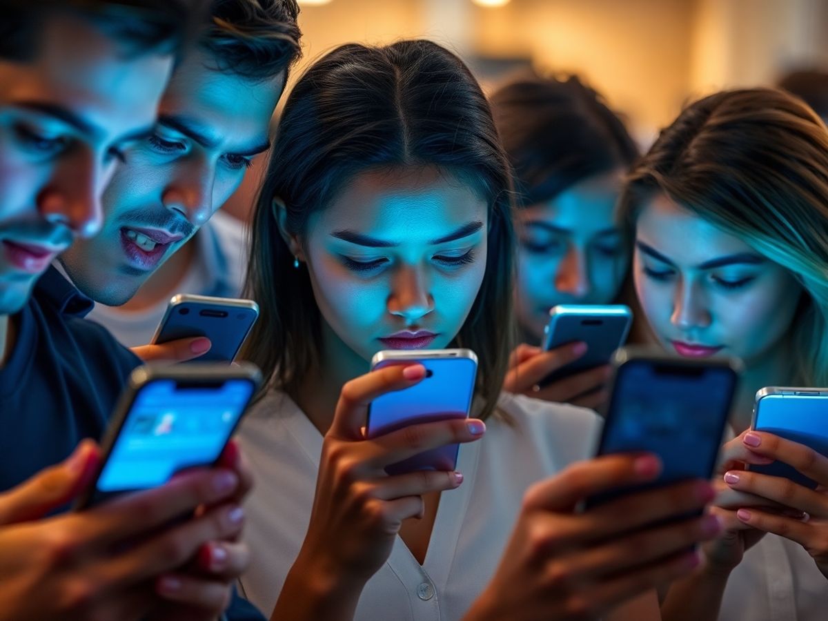 Oameni navigând pe rețelele sociale pe telefoane.