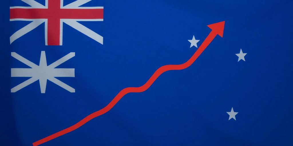 Australian flag with rising income tax percentages.