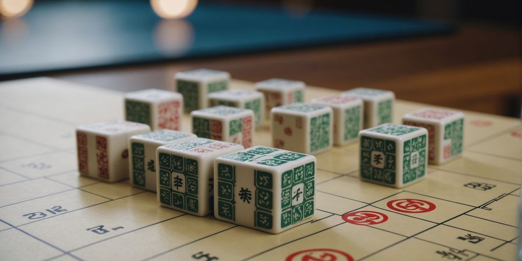 Mahjong tiles and Die Rise map illustration
